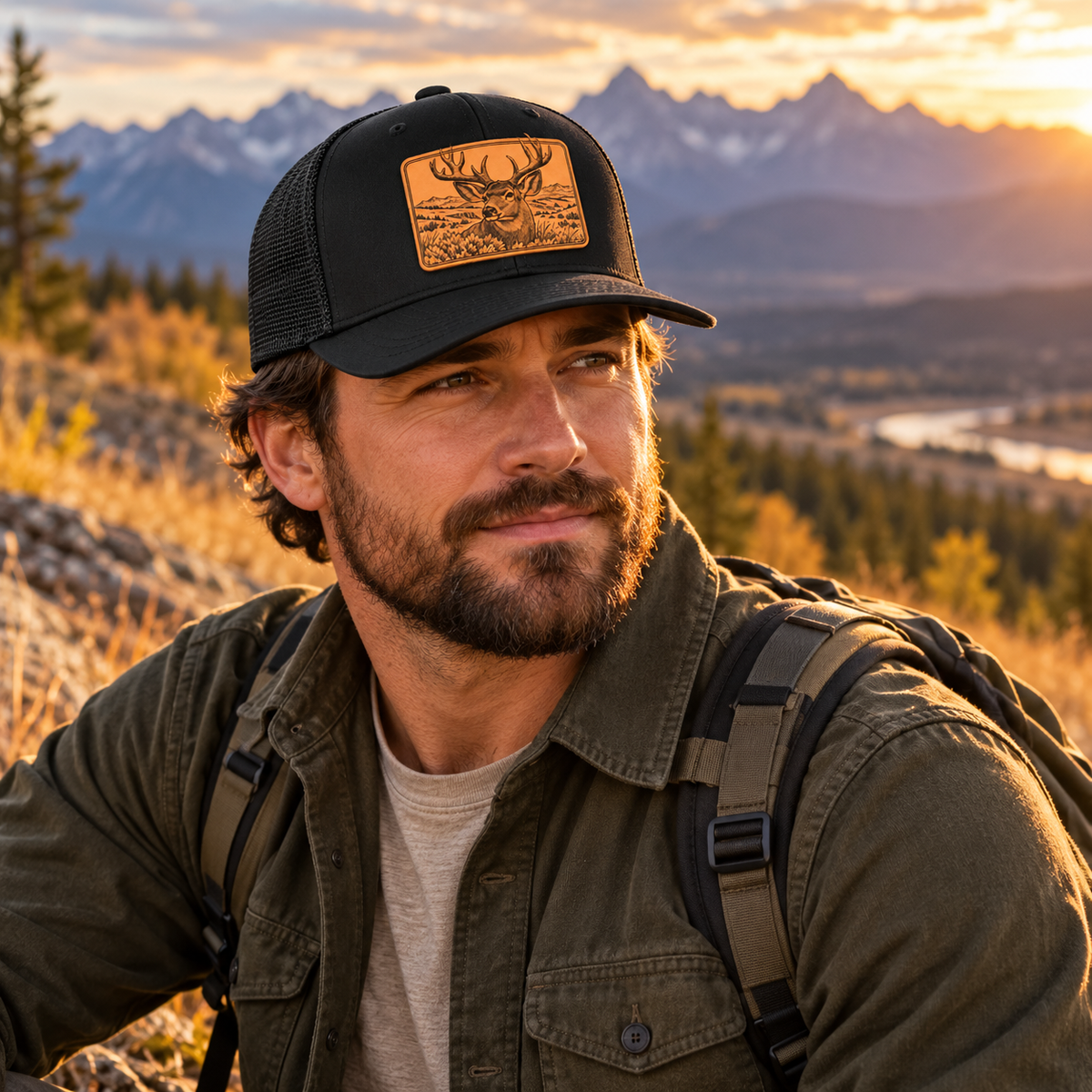 Leapfrog Collective High Country Mule Deer Leather Patch Hat