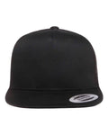 Custom Leather Patch Classic Five-Panel Trucker Cap - Flat Bill