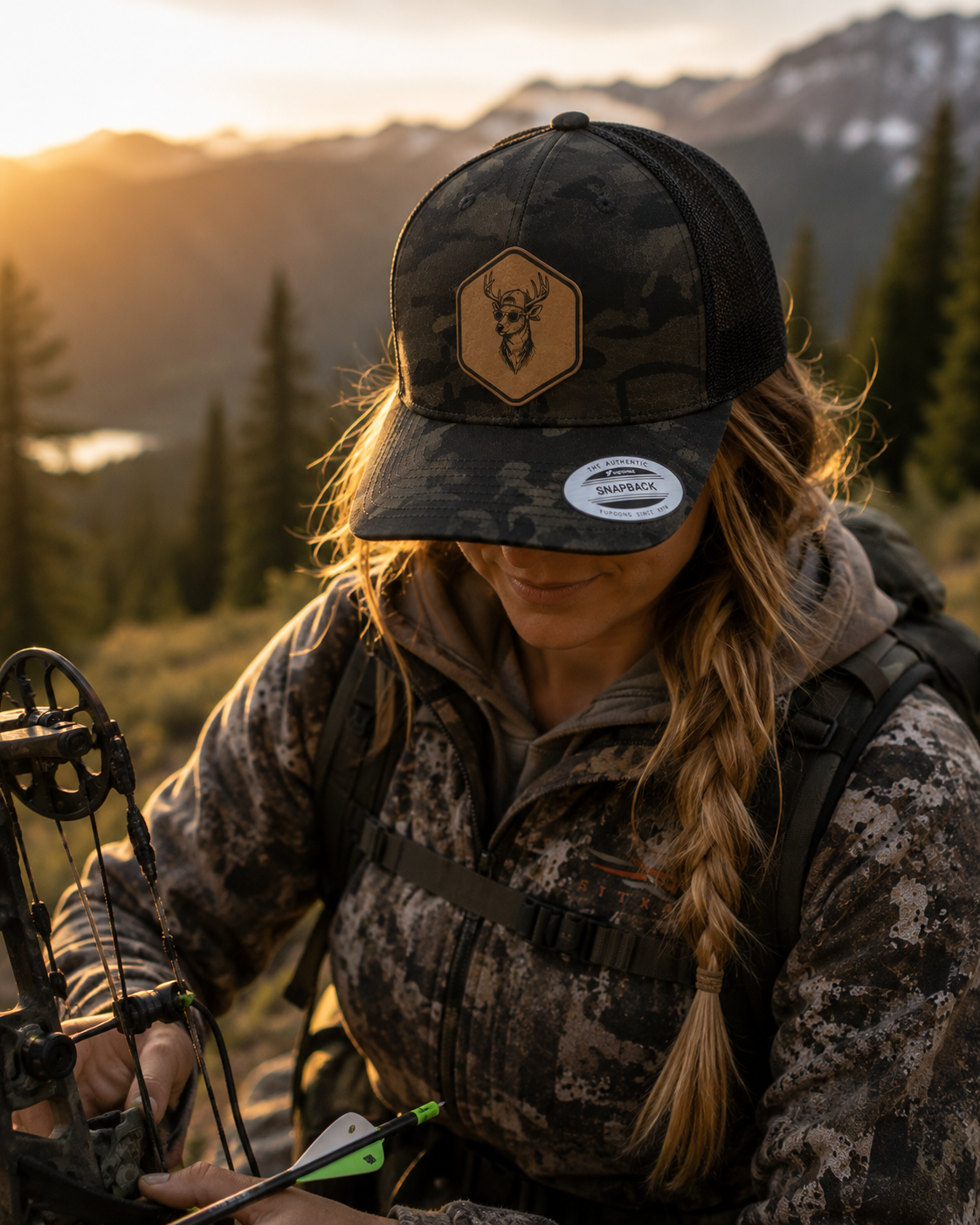 Leapfrog Collective Backcountry Buck Leather Patch Trucker Hat - Multicam