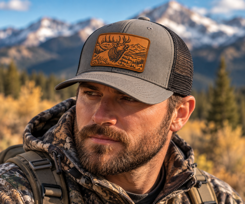 Leapfrog Collective High Country Bull Elk Bugle Leather Patch Hat