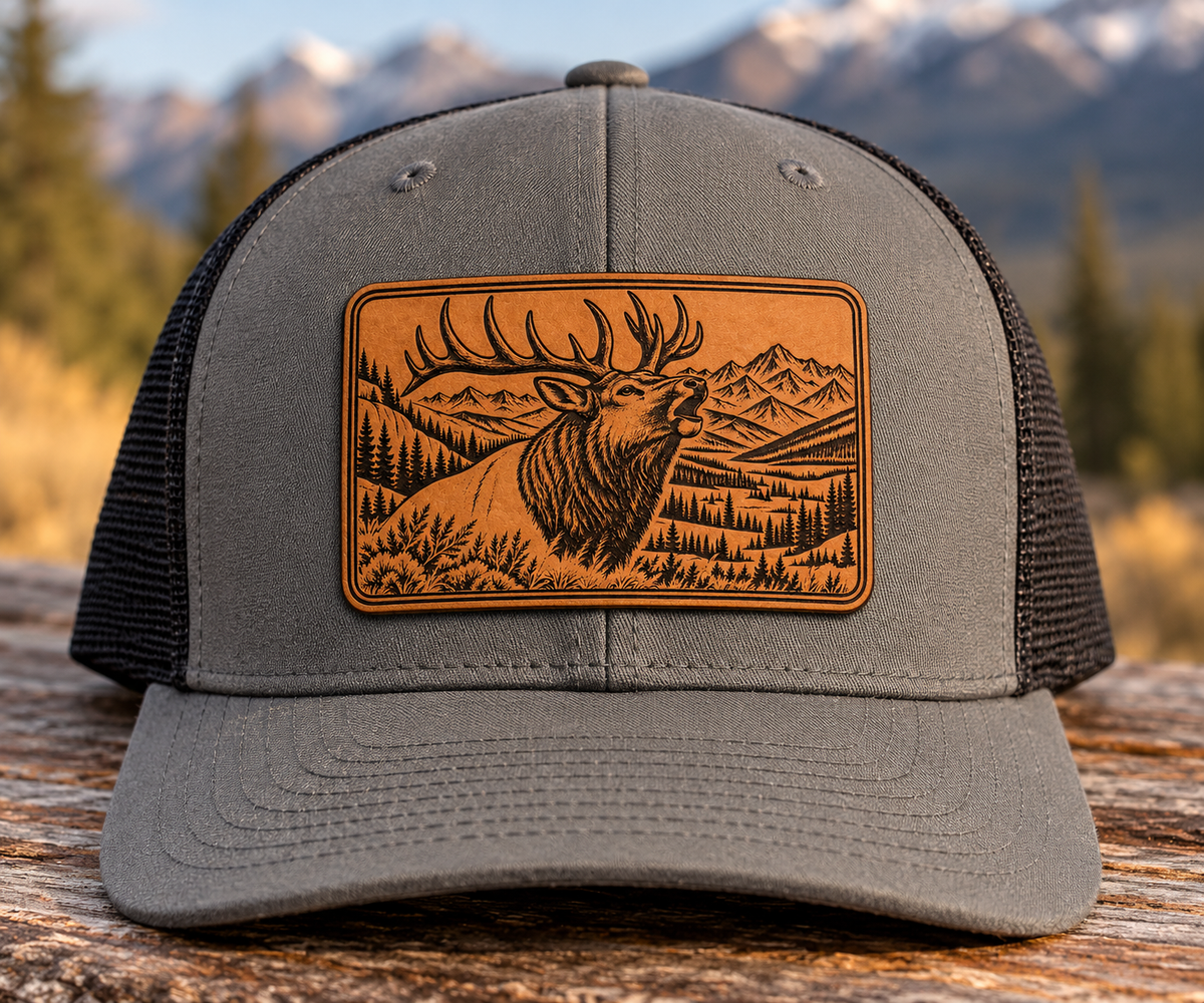 Leapfrog Collective High Country Bull Elk Bugle Leather Patch Hat