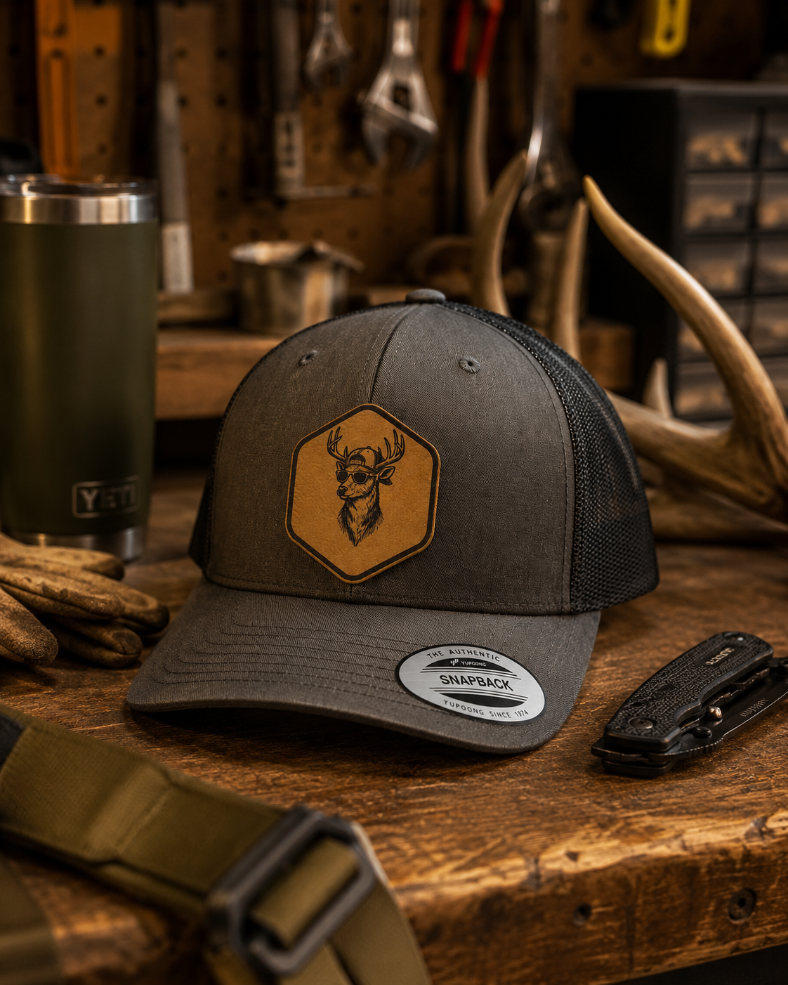 Leapfrog Collective Backcountry Buck Leather Patch Trucker Hat