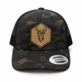 Leapfrog Collective Backcountry Buck Leather Patch Trucker Hat - Multicam